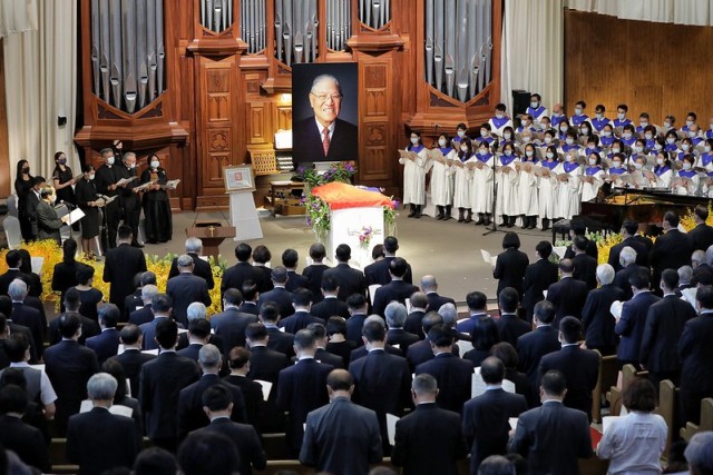 2020年9月19日在前總統李登輝高中母校淡水中學禮堂所舉辦的追思告別禮拜。