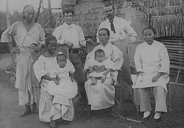 圖為居住在菲律賓的菲律賓人、中國人、歐洲人和日本人。