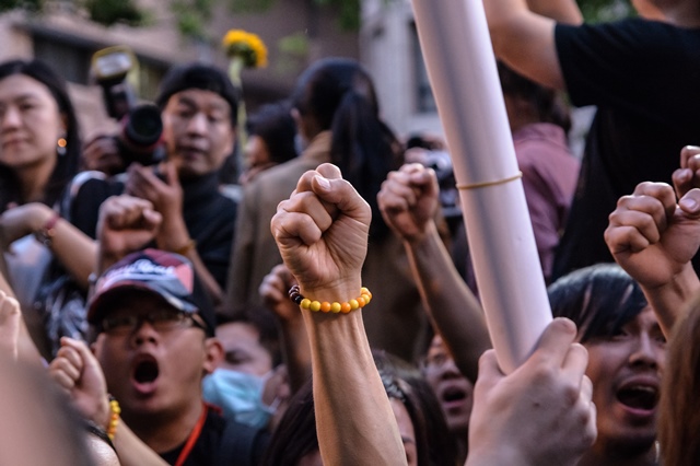 圖為2014年的台灣反服貿運動，網際網路在其中扮演著重要角色。
